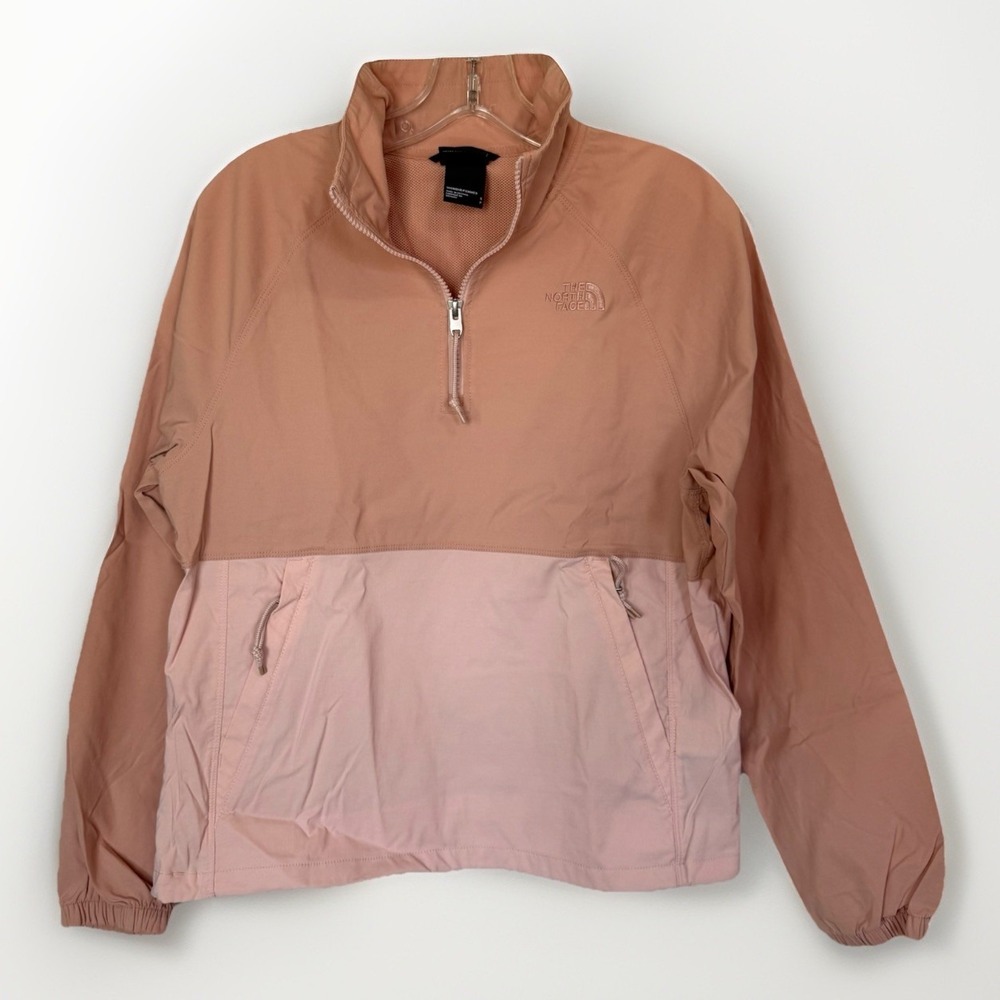 The North Face Class V Anorak Women's S Peach Pink Colorblock 1/4 Zip Pullover